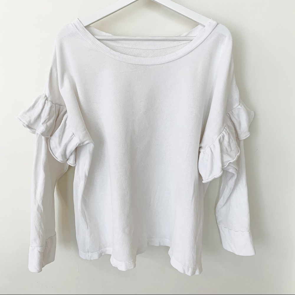 Current / Elliott Ruffle Sleeve Sweatshirt M